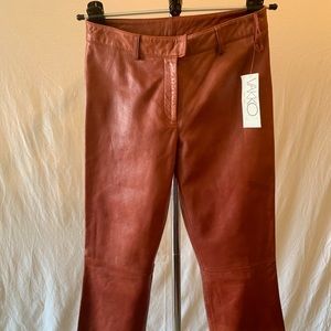 Vtg Nwt Vakko New York Brown Learher Pants Sz 8